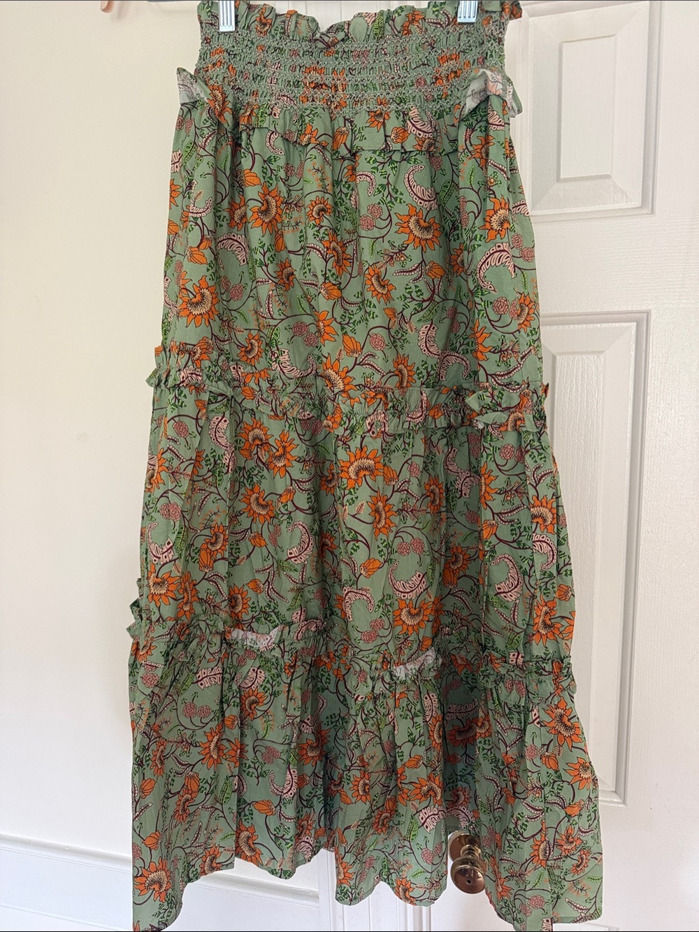 NWOT Tuckernuck x Hyacinth House Tiered Green Maxi Skirt Sz Sm - Picture 1 of 3